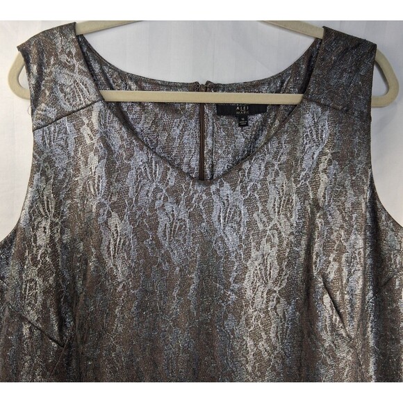 Alex Marie Silver Shimmer Sheath Dress Formal Holiday Date Night Size 16 - Picture 5 of 11